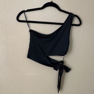 Black Asymmetrical Crop Top
